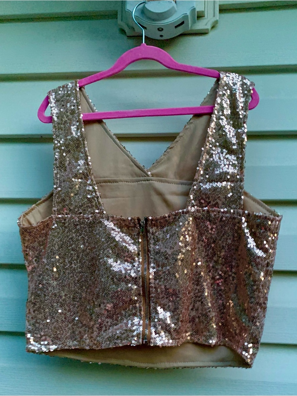 Sequin Crop Tank Top - Rose Gold
